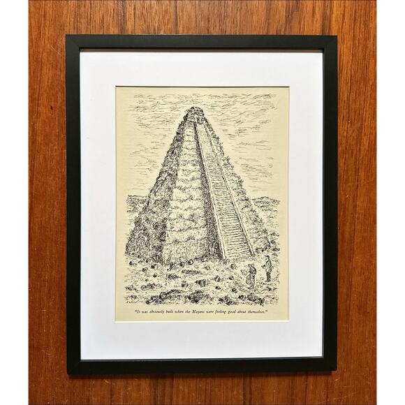 Framed 1985 Magazine Cartoon Clipping Koren Mayans Pyramid - Picture 1 of 4